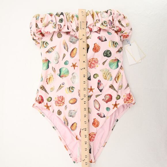 Antonio Melani x Jennifer Sumko One Piece Pink Coastal Print Ruffle Size XL NWT - Picture 6 of 13